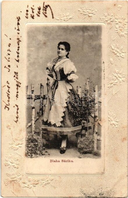 1902 Blaha Sárika. Art Nouveau, Emb. floral frame (EK)