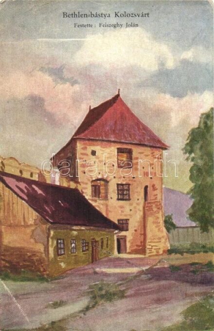 Kolozsvár, Cluj; Bethlen-bástya. A Kolozsvári Vörös Kereszt Egyleti Kórház javára 14 fillér / bastion tower, charity art postcard s: Felszeghy Jolán (EK)