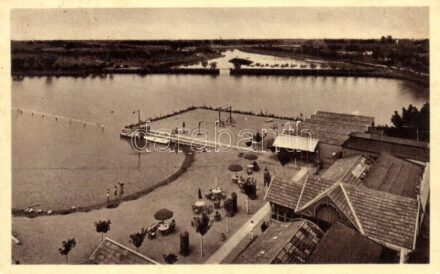 Gyopáros (Orosháza), Strand fürdő, fürdőzők, játszótér. Demartsik kiadása (EK) + TEKLAFALU POSTAI. ÜGYN. + GYOPÁROSFÜRDŐ POSTAI ÜGYN.