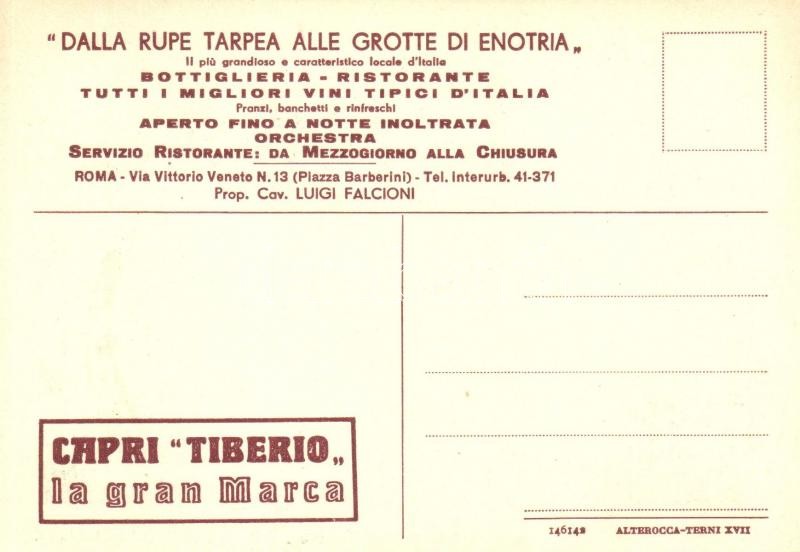 Rome, Roma; Dalla Rupe Tarpea Alle Grotte di Enotria / restorant and winery, interior - Image 2