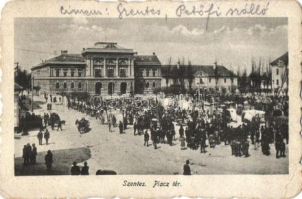1923 Szentes, Piac tér árusokkal (EK)