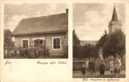 Buj, Református templom, szobor, Hangya szövetkezet fiókja és saját kiadása