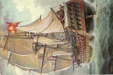 Spanischer Dreidecker 'Santa Ana' Anfang des 19. Jahrhundert. Marine-Galerie Karte Nr. 206. / Spanish Navy three-decker ship of the line from the 19th century, art postcard