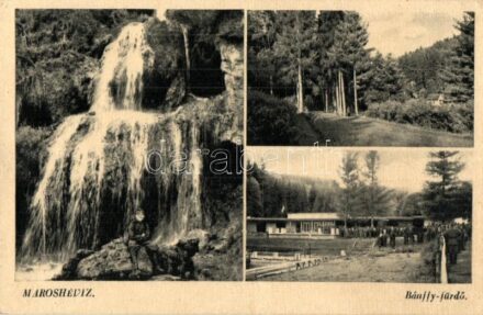 Maroshévíz, Toplita; Bánffy fürdő, vízesés / spa, bath, waterfall