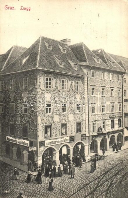 Graz, Luegg, Permanente Ansichtskarten Ausstellung / Luegg house, Permanent Postcard Exhibition, Albin Fleischmann's shop (EK)