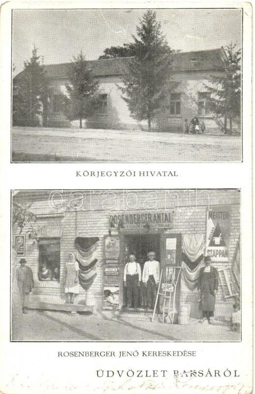 1935 Baksa, Körjegyzői hivatal, Rosenberger Jenő kereskedése (EK)