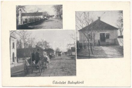 Balogfa (Balogunyom, Vas megye), falu részletek, üzlet, lovaskocsi, szekér. Kiadja Szokoly János (EK)