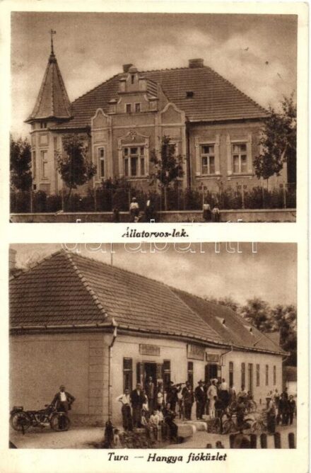 Tura, Állatorvos lak, villa, Hangya szövetkezeti üzlet, motorkerékpár, motorbicikli, kerékpár. Hangya szövetkezet saját kiadása