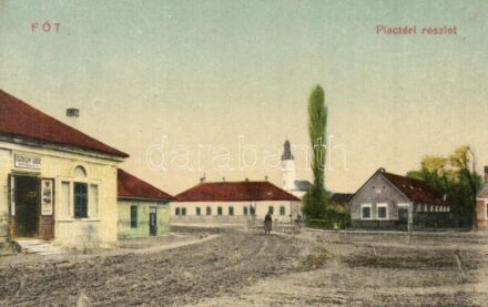 Fót, Piac tér, Tiszovszky Gábor vendéglője, étterem, templom (EK)