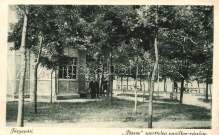1926 Jászapáti, 'Jössze' sporttelep pavilonja. Koczka Andor kiadása + ÚJSZÁSZ-VÁMOSGYÖRK 158 A mozgóposta