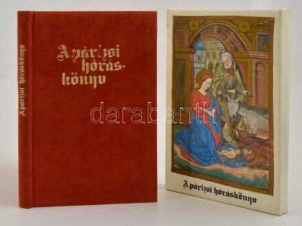 A párizsi hóráskönyv. Bp., 1985, Helikon. Facsimile kiadás, a kísérőtanulmány hiányzik.. Velúrkötésben, papír védőborítóval, vetemedett lapokkal.