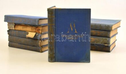 Mereskovszkij munkái sorozat 10 kötete.(8 mű 10 kötetben.) Bp.,é.n.,Dante. Kiadói aranyozott egészvászon-kötés, az egyik töredék kötet, változó, többnyire kopott, rossz állapotban.