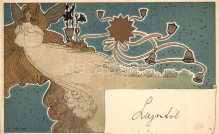 Art Nouveau lady. Stengel & Co. Ser. 10. Künstlerkarte 13. litho s: L. Cauvy