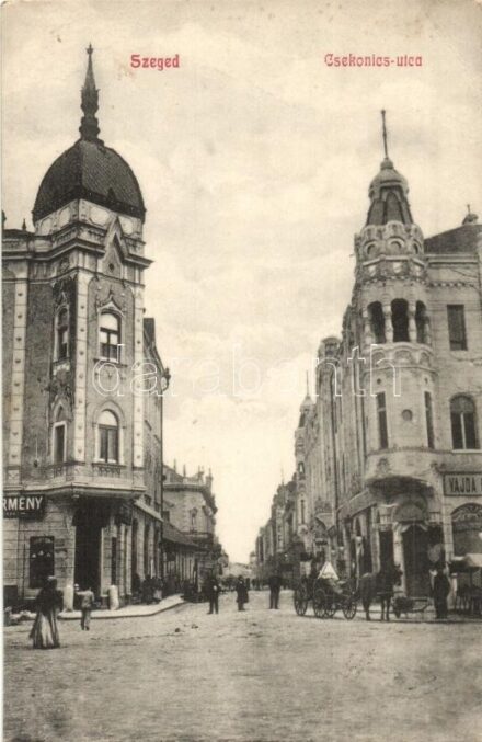 Szeged, Csekonics utca, Vajda üzlete. Kiadja Grünwald Hermann (EK)