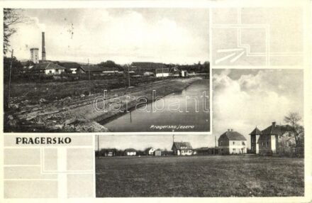 Pragersko, Pragerhof; Pragersko jezero / Tonwarenfabrik des Franz Steinklauber / lake, pottery factory, villa