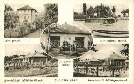 Balatonlelle, Honvédtiszti üdülő pavilonok, Éden penzió, Droguista otthon (EK)