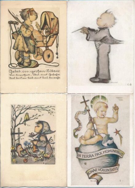 30 db RÉGI Hummel művész képeslap gyerekekkel / 30 pre-1945 art postcards with children, signed by Hummel