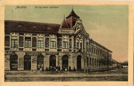 Mezőtúr, Református elemi iskola, Bordács József üzlete, Török Ignác 'Corvina' nyomdája. Kiadja Borbély Gyula+ GYULA-FEHÉRVÁR-BUDAPEST mozgóposta