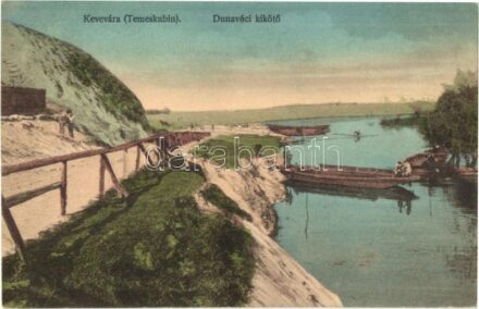 Kevevára, Temeskubin, Kovin; Dunaváci kikötő, csónakok. Müller J. Béla amatőr felvétele / Danube riverside port, boats