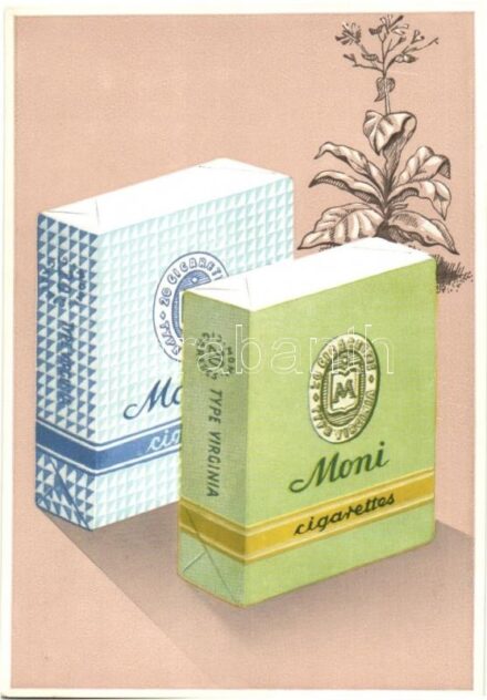 Moni Cigaretta reklámlap / Moni Cigarettes advertisement card