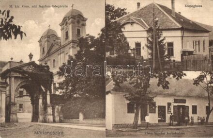 Márianosztra, M. kir. Orsz. női fegyház főbejárata, Községháza, Klein Sándor üzlete és saját kiadása (r)