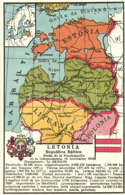 Letonia. Republica Báltico / Latvia map, Baltic States (Rb)
