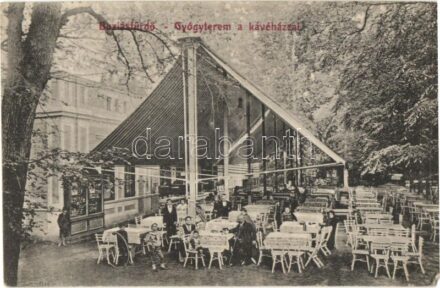 Buziásfürdő, Baile Buzias; Gyógyterem a kávéházzal. Francz József kiadása / cafe garden with spa (EM)