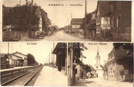 Sierentz, Grand Rue, La Gare, Vue sur l'Église / main street, railway station, church