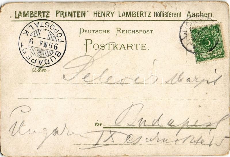 1899 (Vorläufer!) Aachen, Eisenbrunnen, Lambertz Printen von Henry Lambertz Hoflieferant. Advertising litho (tear) - Image 2