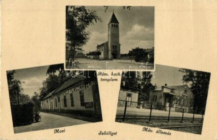 Sződliget, Római katolikus templom, Országzászló, Sződ-Sződliget vasútállomás, Apollo filmszínház, mozi (EK)