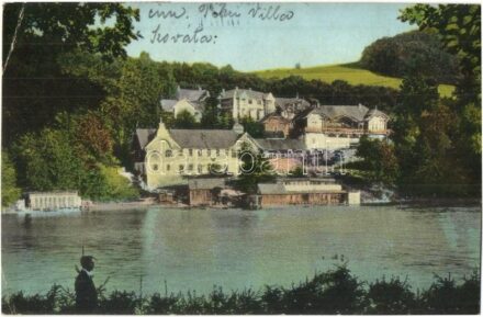 Szováta, Szovátafürdő, Baile Sovata; Lacul Ursu / Medve tó, nyaralók. Kiadja Borbély Gyula, Ferenczi felvétele / Bärenteich / lake, villas (EK)
