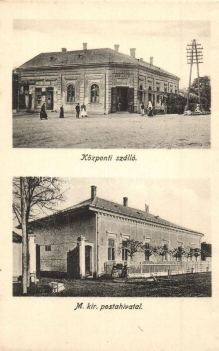 Füzesabony, Központi szálloda, vendéglő, étterem, kávéház, Hrasztik Sándor, Wetzner Henrik üzlete, M. kir. posta hivatal