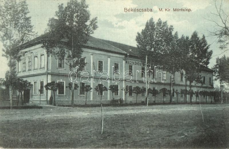 1936 Békéscsaba, M. kir. Méntelep. Kiadja Özv. Szilágyi Sándorné (EK) + 'LÖKÖSHÁZA-BUDAPEST 6.' mozgóposta