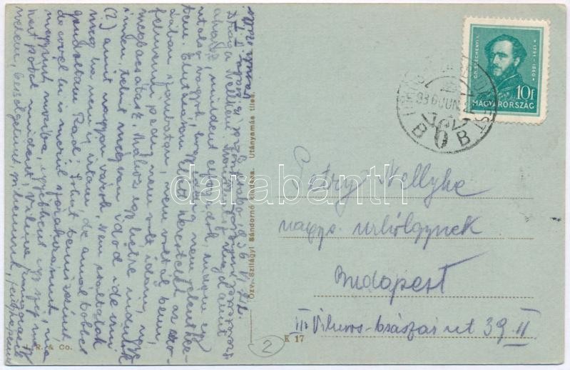 1936 Békéscsaba, M. kir. Méntelep. Kiadja Özv. Szilágyi Sándorné (EK) + 'LÖKÖSHÁZA-BUDAPEST 6.' mozgóposta - Image 2