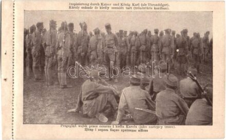 Inspizierung durch Kaiser und König Karl (als Thronfolger) / Károly császár és király katonai szemlét tart (trónörökös korában) / WWI Charles I of Austria on military inspection among the K.u.K. soldiers - képeslapfüzetből / from
