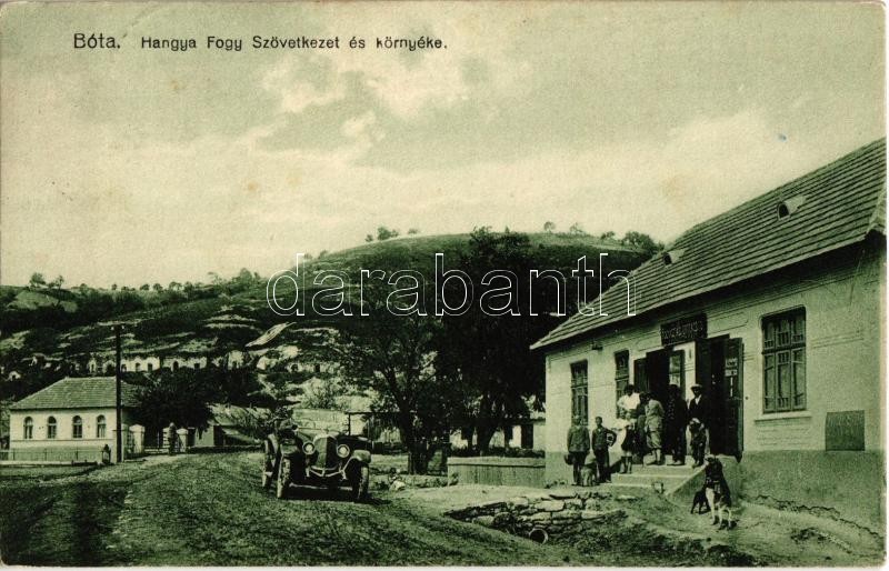 Borsodbóta, Bóta; Hangya Fogyasztási Szövetkezet üzlete és környéke, automobil. Hangya Szövetkezet saját kiadása