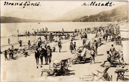 1932 Millstatt am See, bathing and sunbathing people at the beach. photo