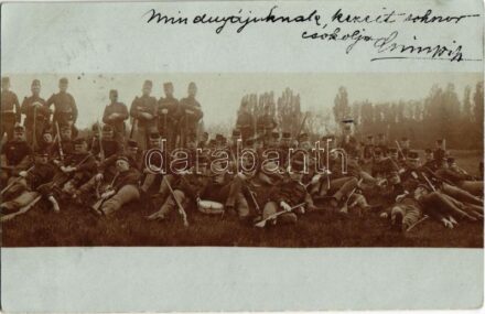 1905 Budapest, katonák csoportképe puskákkal / Hungarian soldiers with guns. photo