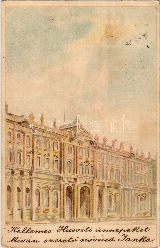 1907 Saint Petersburg, Saint Petersbourg; Winter Palace; hold to light litho revealing Nicholas II of Russia and Alexandra Feodorovna