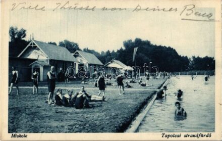 Miskolctapolca, Görömbölytapolca, Görömbölyi-Tapolca, Tapolca (Miskolc); Tapolcai strandfürdő, fürdőzők, napozók. Móriczné N. Lenke felvétele