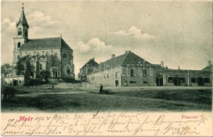 1904 Mór, Moór; Piac tér, Kapucinus templom és rendház, üzlet