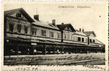 1936 Dombóvár, Újdombóvár; vasútállomás, III. oszt. étterem. László Vilmo kiadása + 'ÚJDOMBÓVÁR PÁLYAUDVAR' pecsét