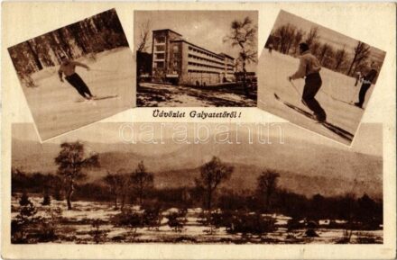 Galyatető, nagyszálló, síelők télen