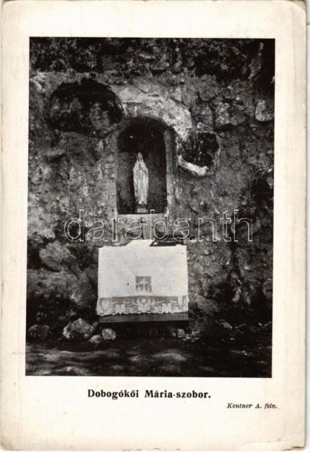 1927 Dobogókő (Pilisszentkereszt), Mária szobor. Kentner A. felvétele + 'Magyar Siketnémák Turista Egyesülete' (EK)