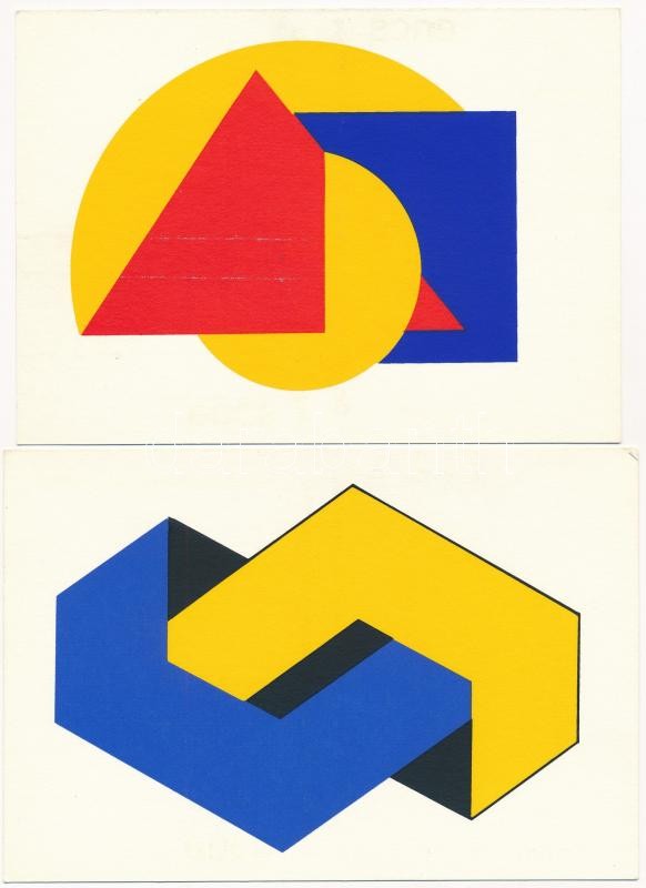 14 db MODERN művészlap az 1988-as Encsi Országos Amatőr Képzőművészeti Alkotótáborból / 14 modern art postcards from the National Amateur Fine Arts Creative Camp in 1988 - Image 2