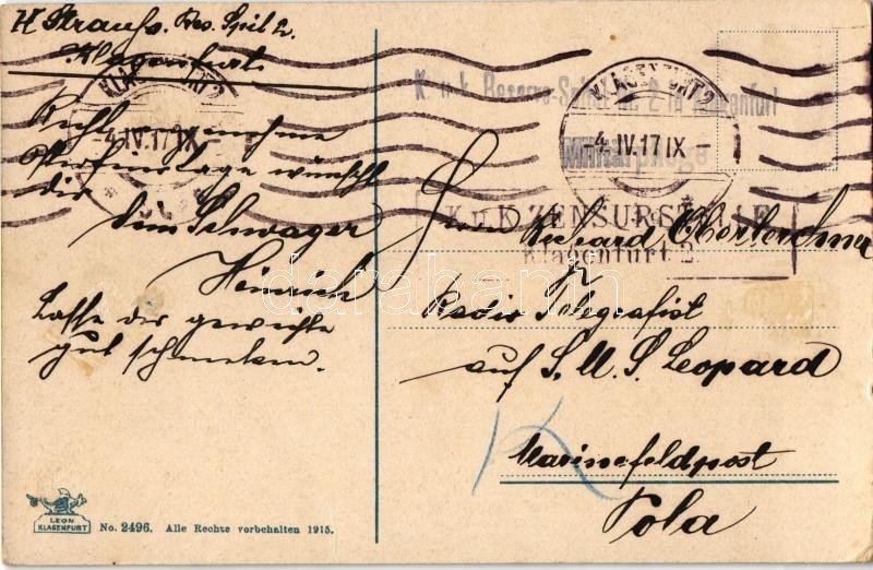 1917 Klagenfurt, Obstplatz, Wiener Bank Verein / market square, bank, shops - Image 2