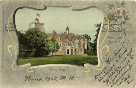 1903 Bruck an der Leitha, Lajtabruck; Schloss Prugg / castle. H. Effenberger Art Nouveau, floral (EK)