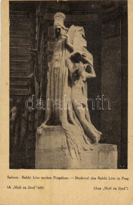 Rabbi Löw szobra Prágában. A 'Múlt és Jövő'-ből / Jewish art postcard. Judaica s: Zilzer (EK)