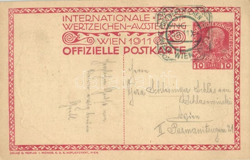1911 Wien, Internationale Postwertzeichen Ausstellung / International postage stamp exhibition in Vienna. Philately Art Nouveau postcard s: H. Kalmsteiner - Image 2