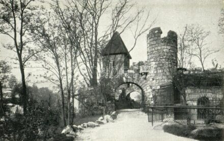 Budapest XIV. Székesfővárosi Állatkert, a rom kapuja + 'Az Állatkert Szent István-heti ajándéka' bélyegzés